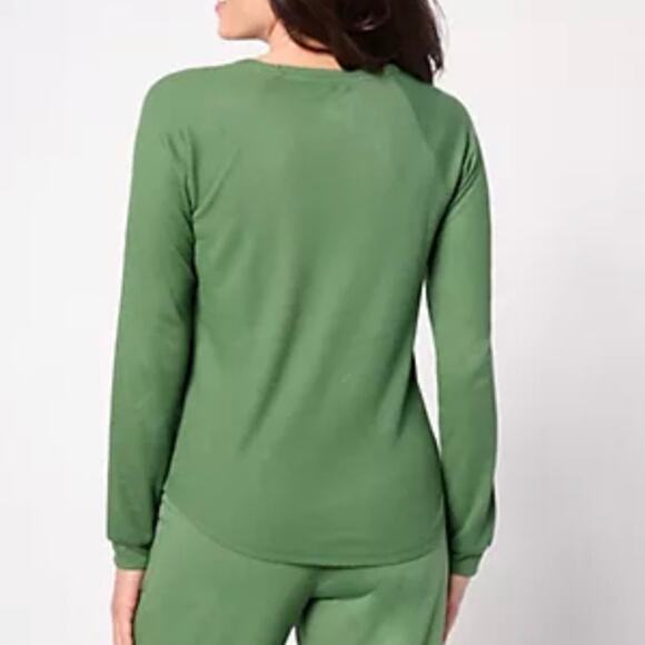 Muk Luks Three Piece Set Kelly Green Jacket Shirt and Pants Size Petite S - Picture 3 of 14